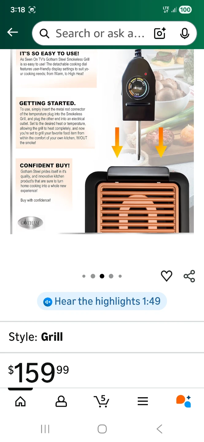 Gotham Steel Electric Smokeless Grill - photo 5