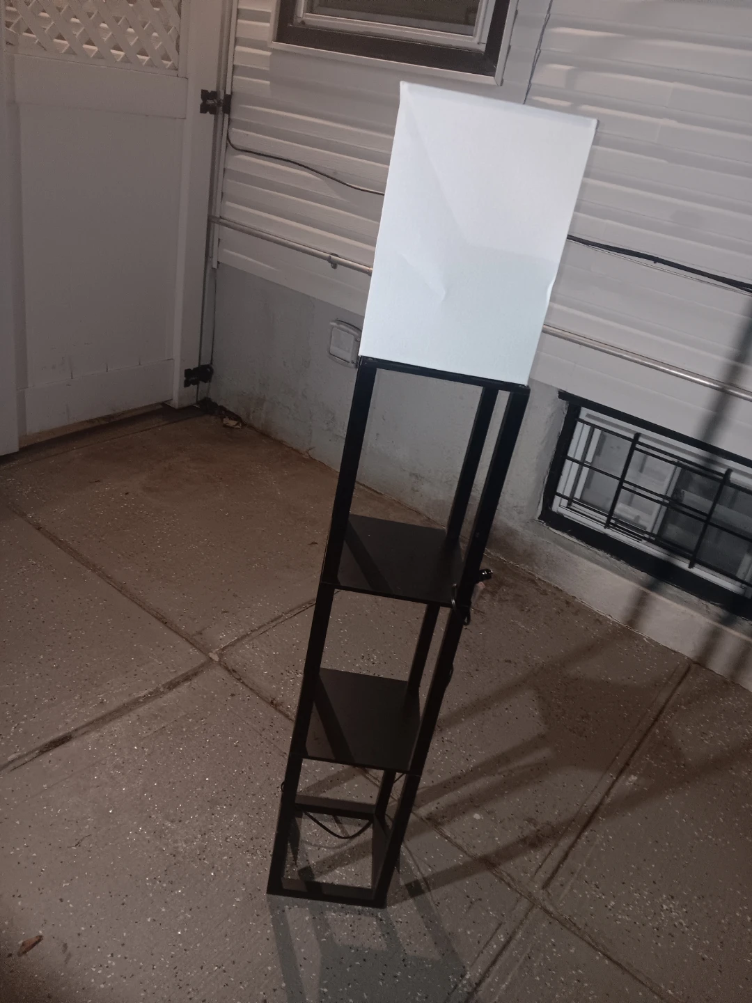 Black Metal Frame Shelf with White Shade