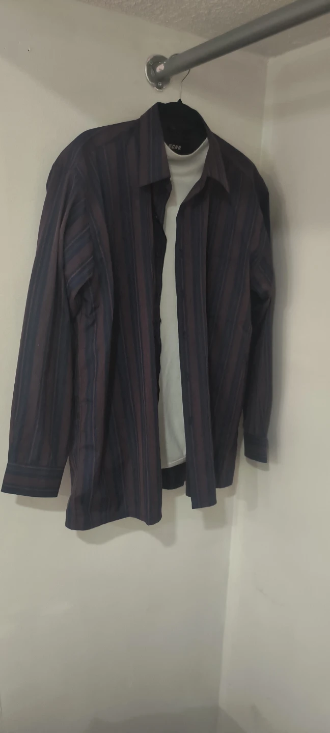 Men's Striped Long Sleeve Dress Shirt