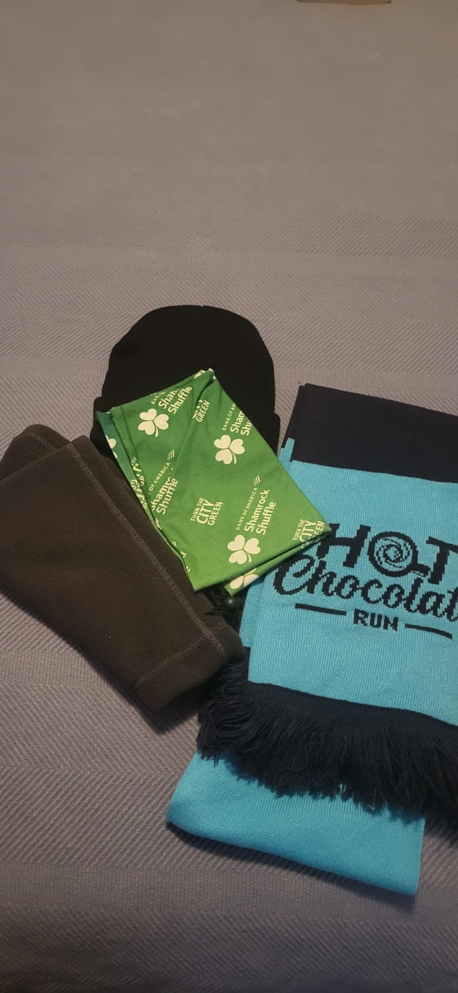 Hot Chocolate Run Scarf and Shamrock Shuffle Beanie Set