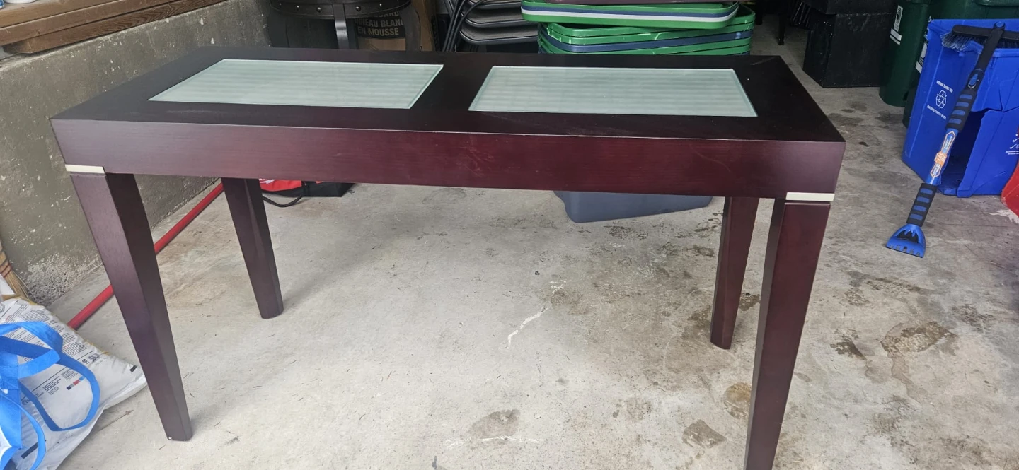 Dark Wood Console Table with Glass Inserts - photo 4