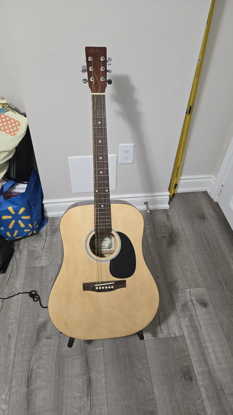 Acoustic Guitar with Stand and Accessories