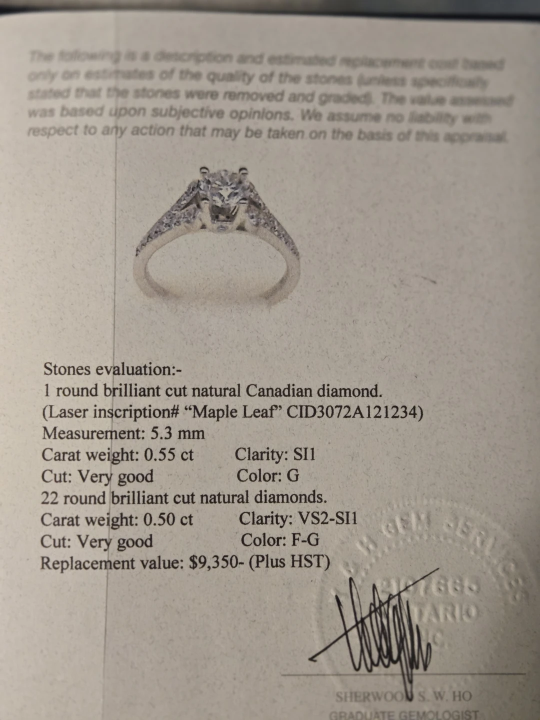 18K White Gold Canadian Diamond Ring - photo 4
