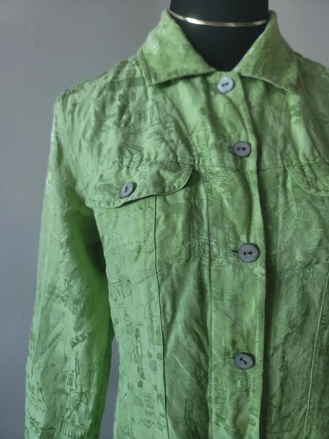 Chico's Green Linen/Silk Button-Down Shirt - Size 0 - photo 3