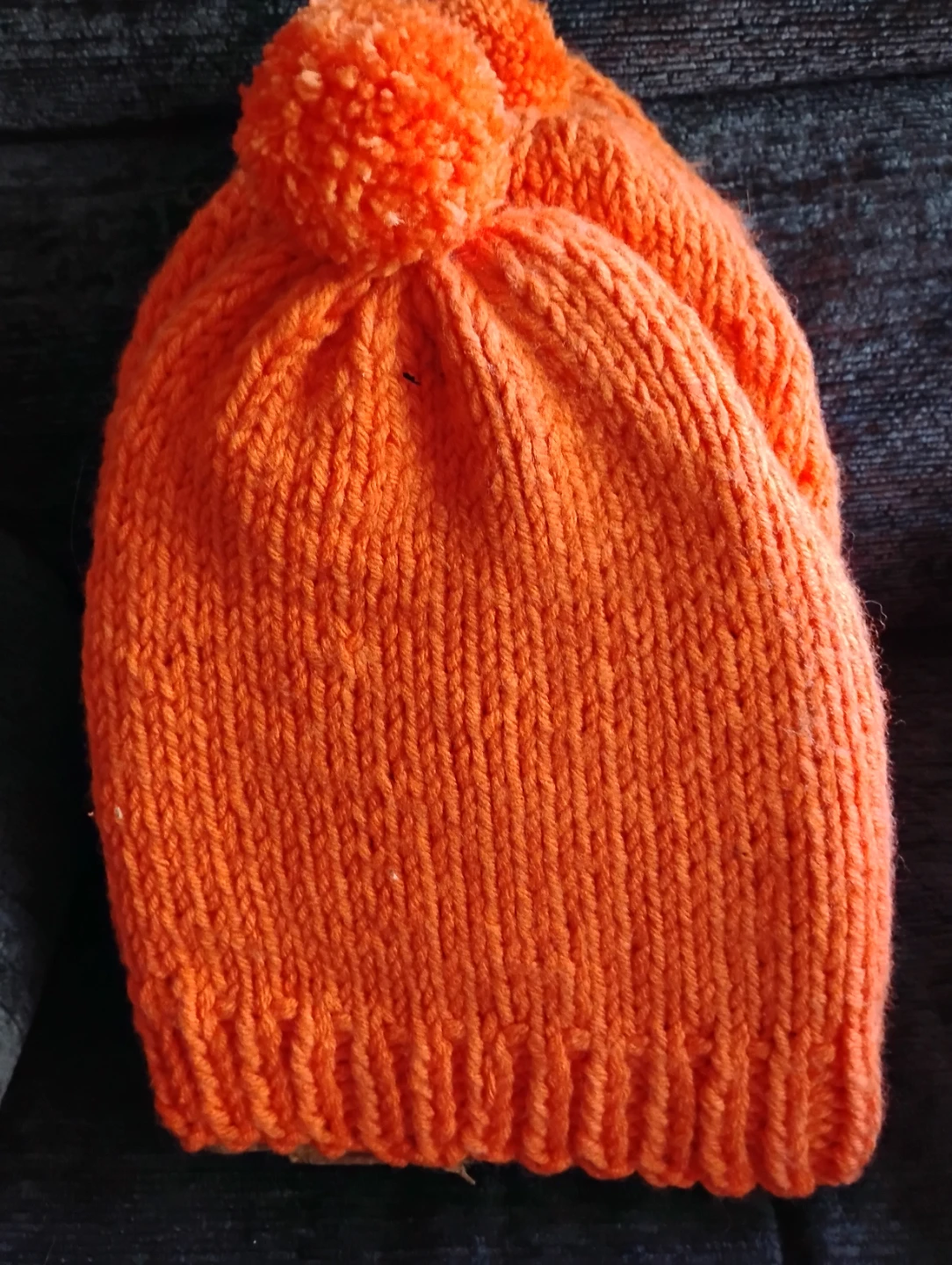 Orange Knit Beanie with Pom Pom - photo 2