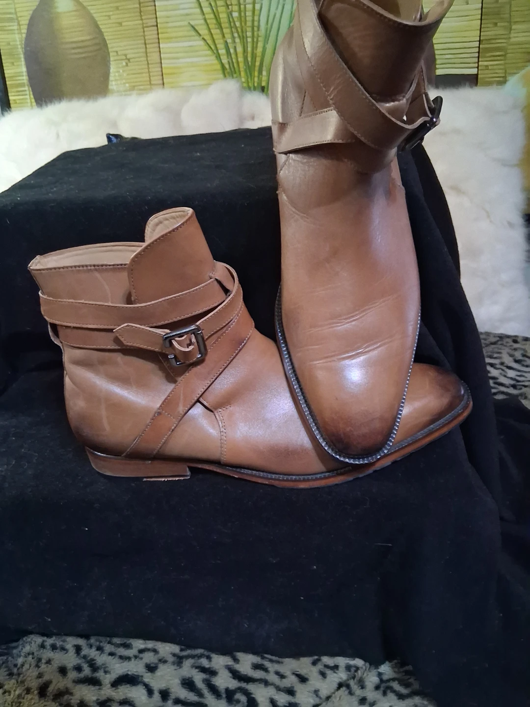 Leather Ankle Boots with Buckle Straps - photo 2