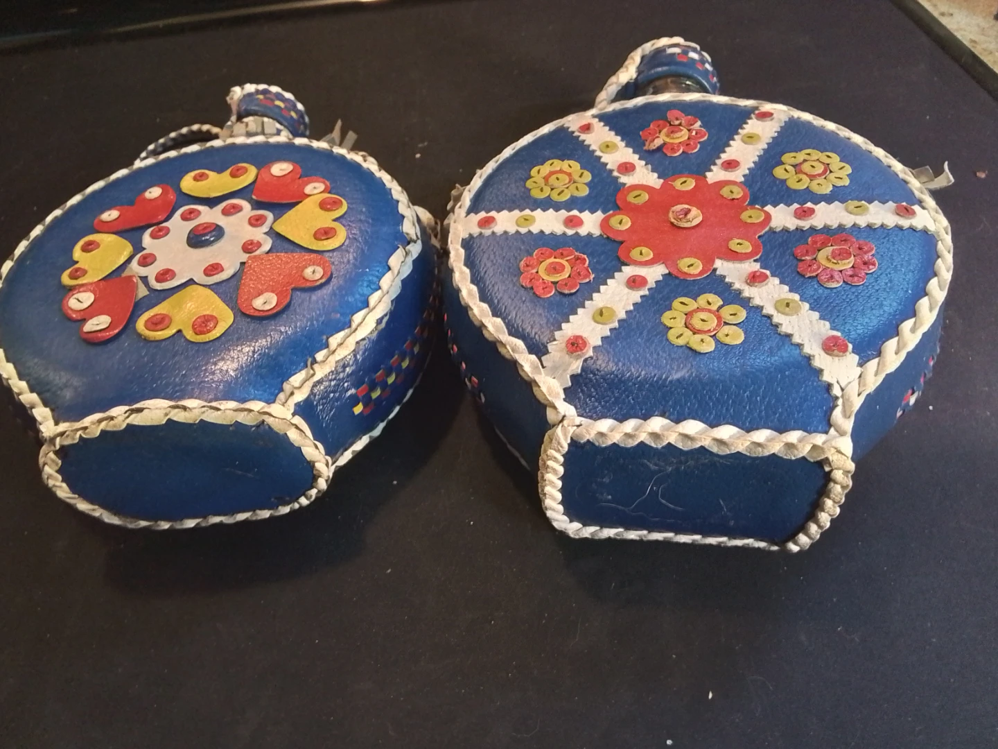 Vintage Folk Art Decanters Wrapped in Hand Stitched - photo 4