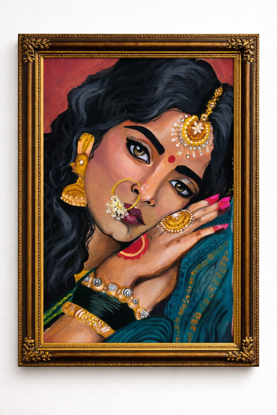 “Grace in Gold – Traditional Indian Woman Portrait”