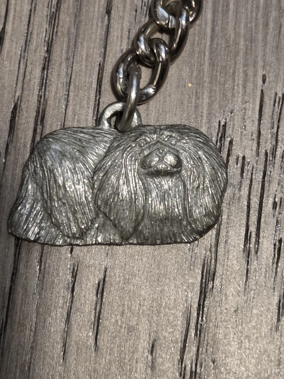 Vintage Pewter GG Harris Pekingese Dog Keychain - photo 2