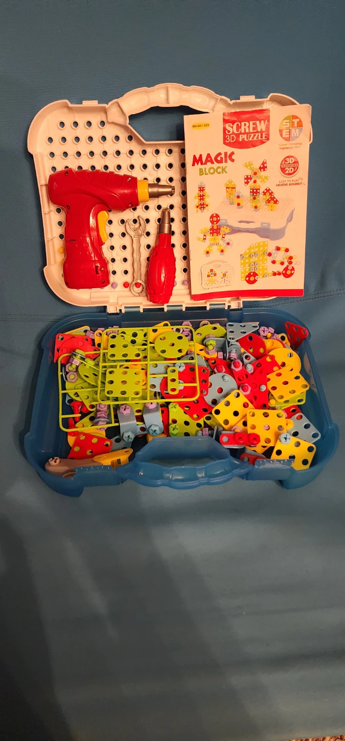 Building Block Games Set with Toy Drill & Screwdriver Tool Set