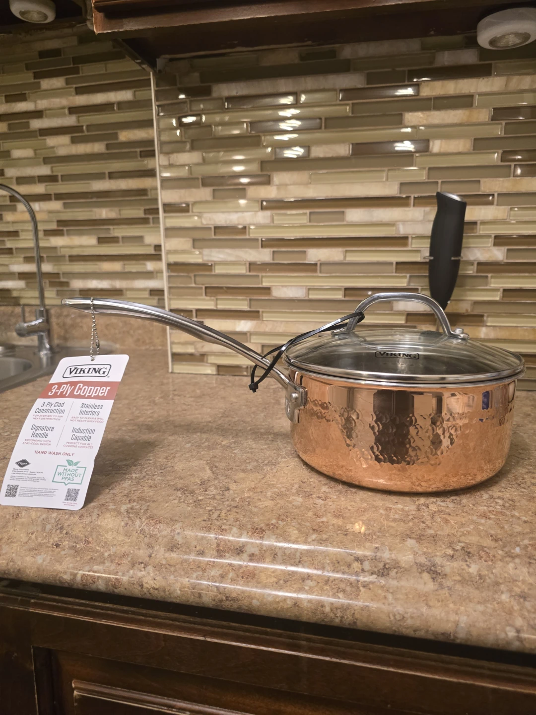 New Viking 3-Ply Copper Saucepan with Lid