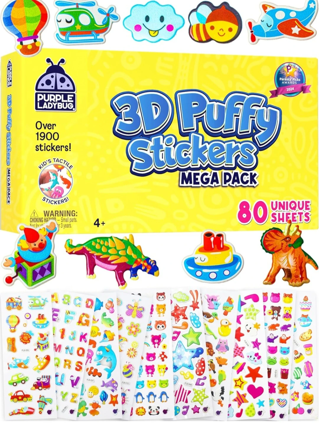 Purple Ladybug 3D Puffy Stickers Mega Pack