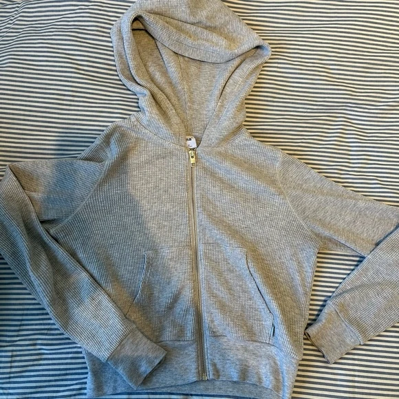 TNA Grey Waffle Zip-Up Hoodie - Size XS