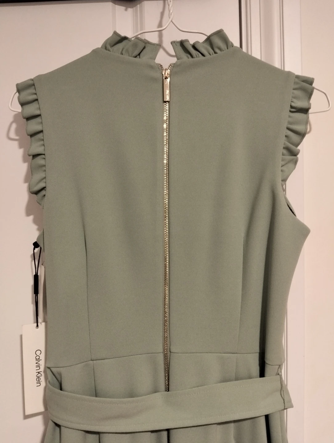 Calvin Klein Women's Sage Green Ruffle Detail Jumpsuit Size 4 - photo 4