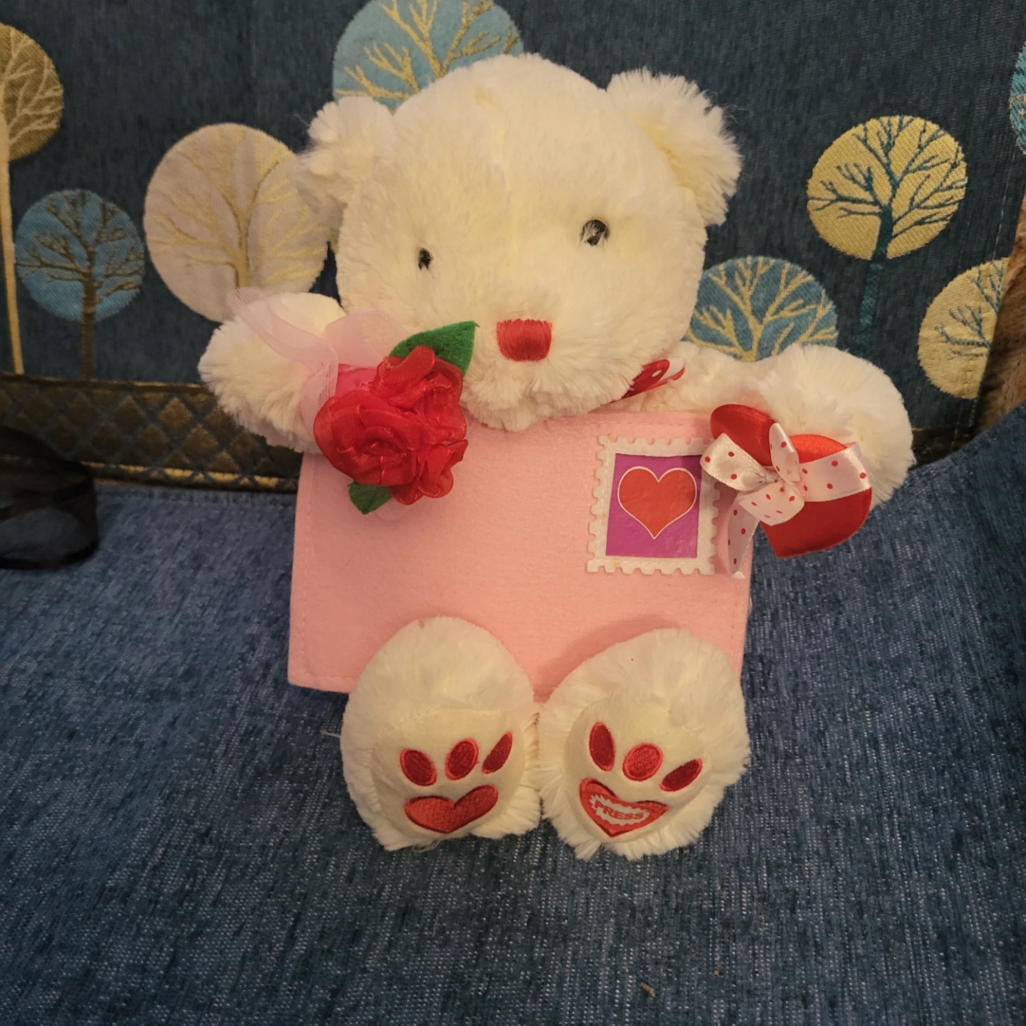 Valentine's Day Teddy Bear with Rose. Singing