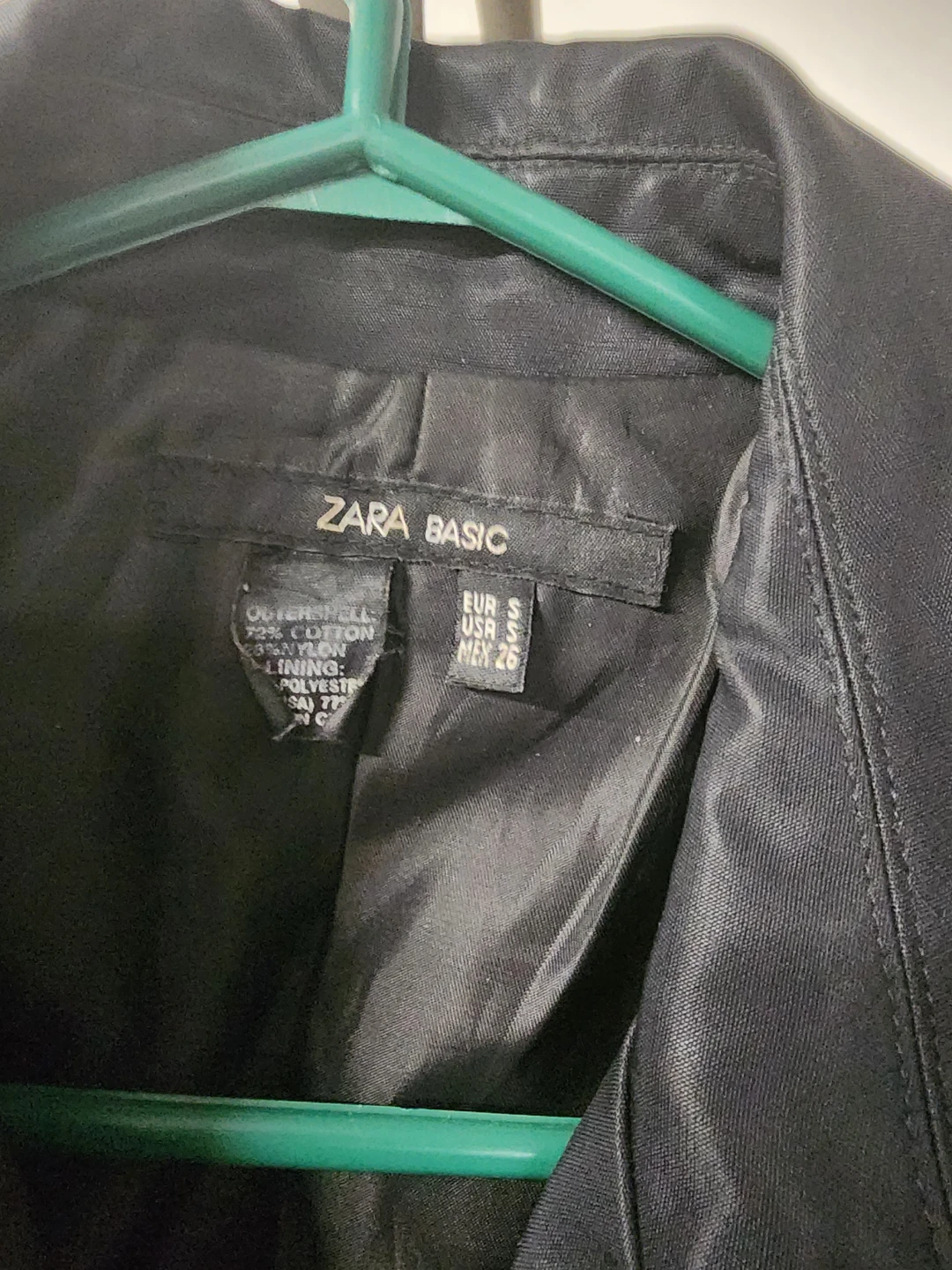 Zara Basic Black Trench Coat Size S