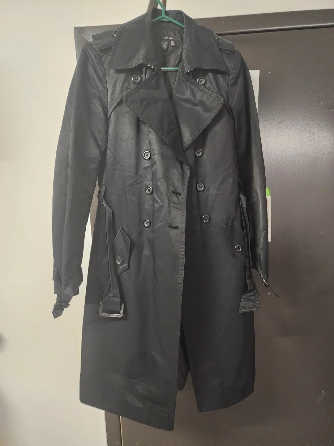 Zara Basic Black Trench Coat Size S - photo 2