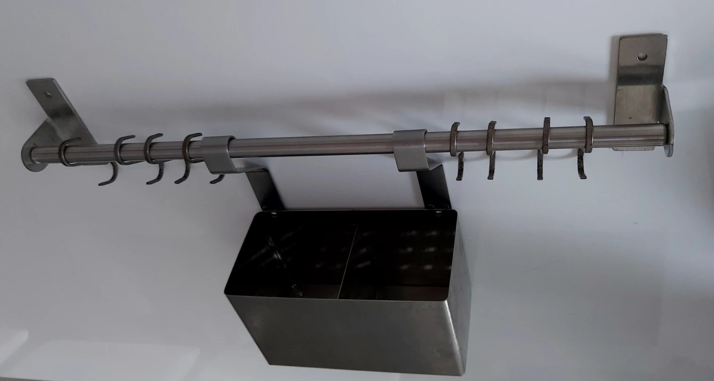 Ikea stainless Rail w/ Container & Hooks - photo 3