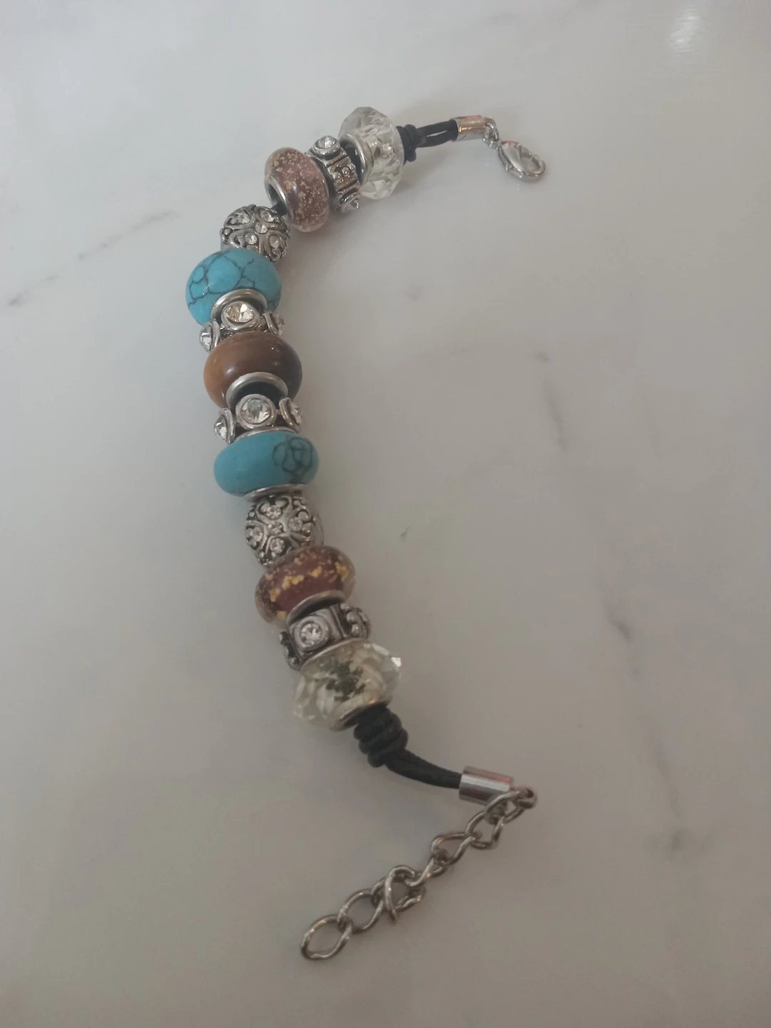 Beaded Charm Bracelet with Turquoise and Tiger Eye - photo 5