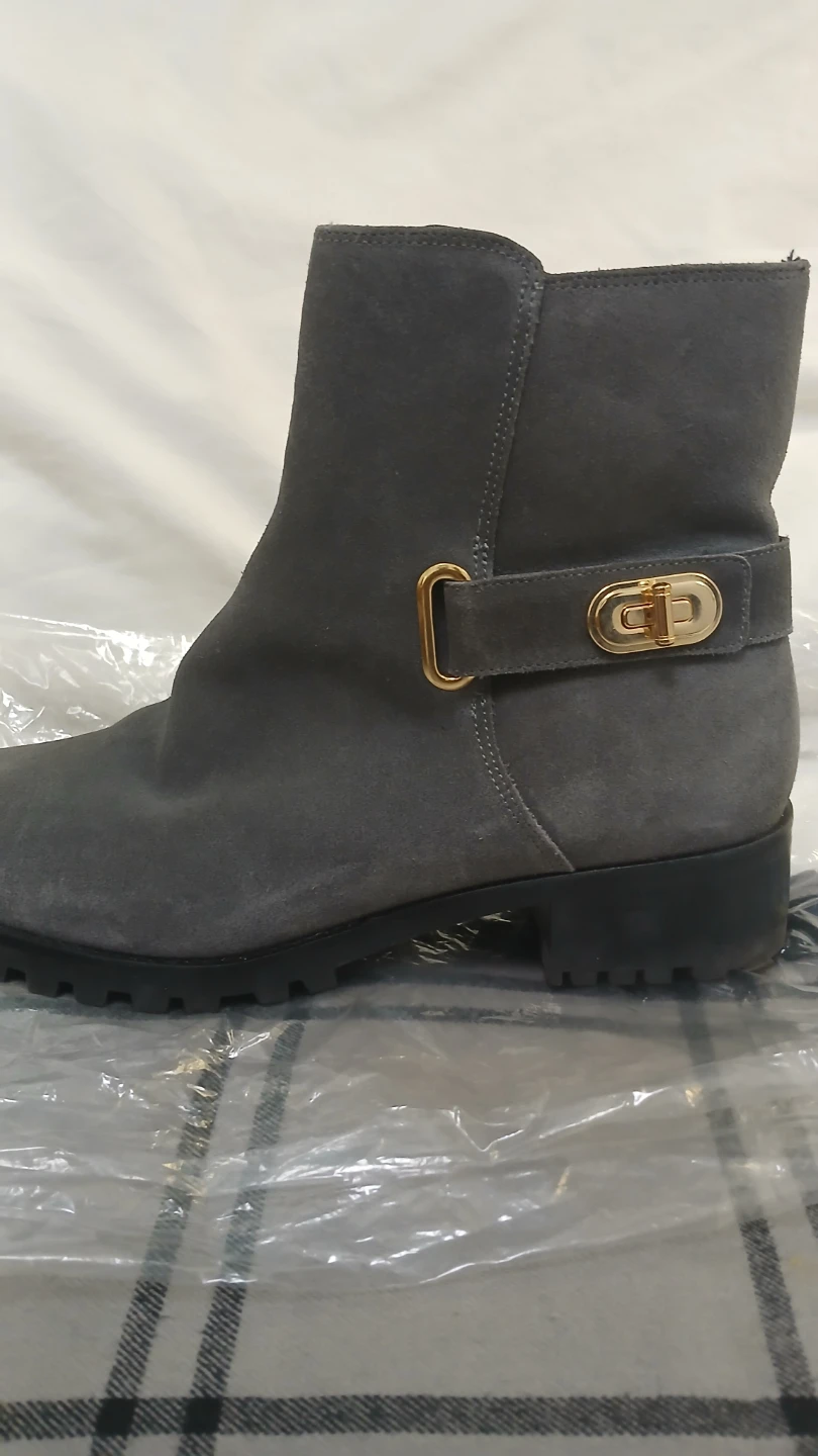9.5M Gray Suede Ankle Boots