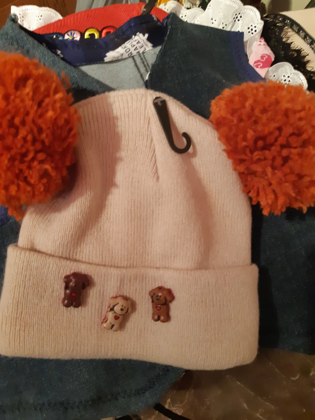 Pom Pom Beanie with Dog Accents - photo 2