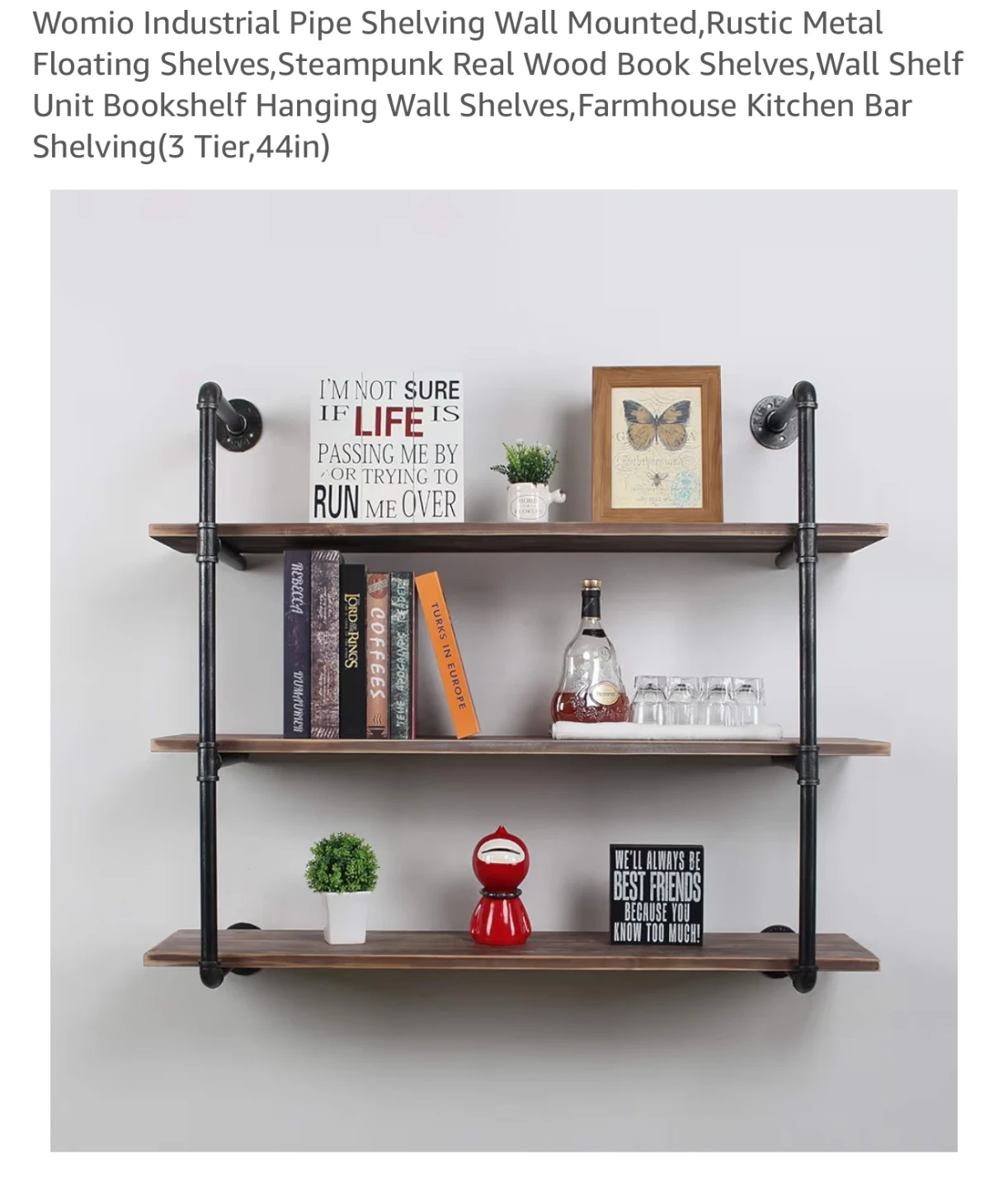 Womio Industrial Pipe Wall Mounted Shelf