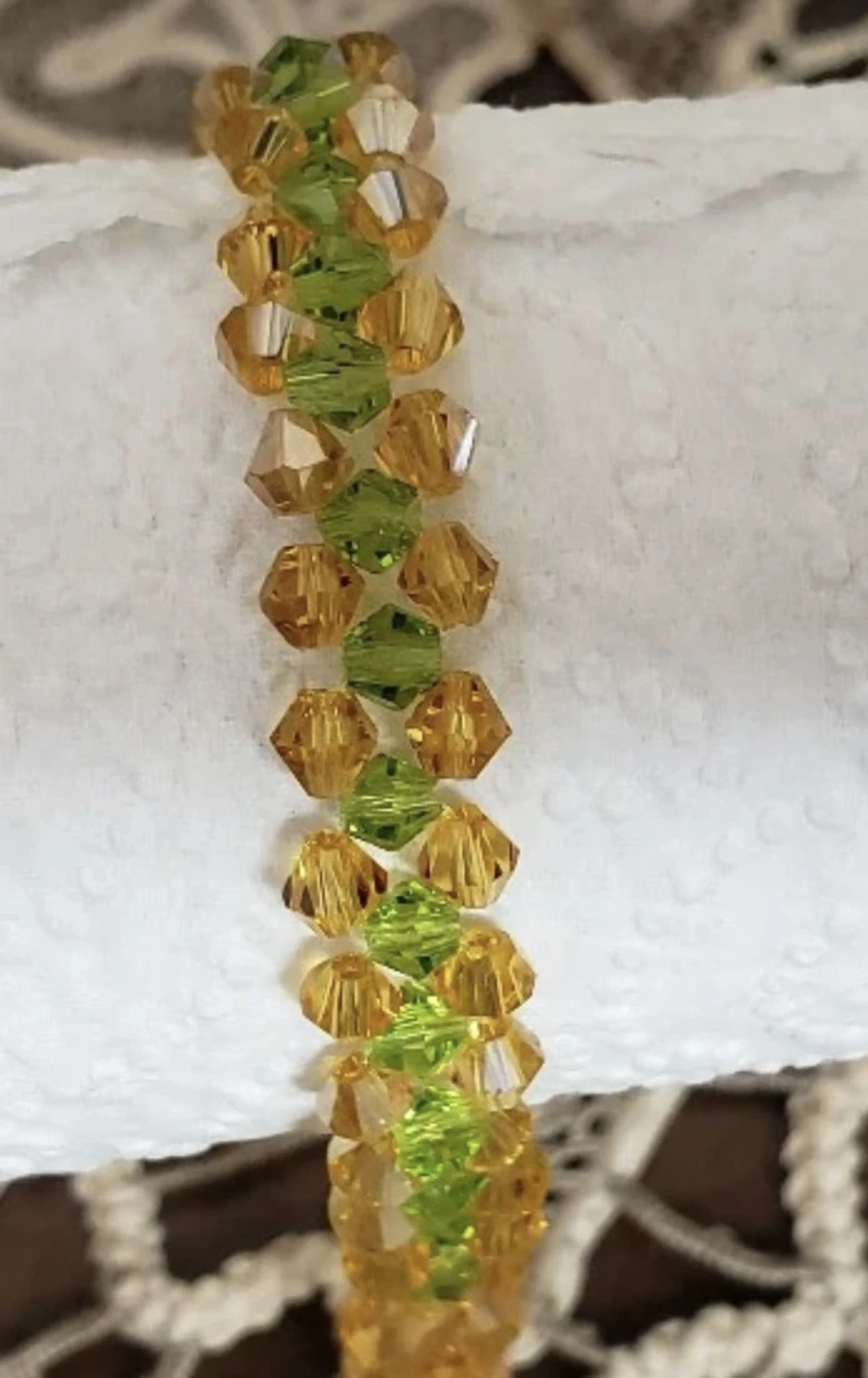 Handmade Beaded glam  Bracelet - Green & Gold - photo 2