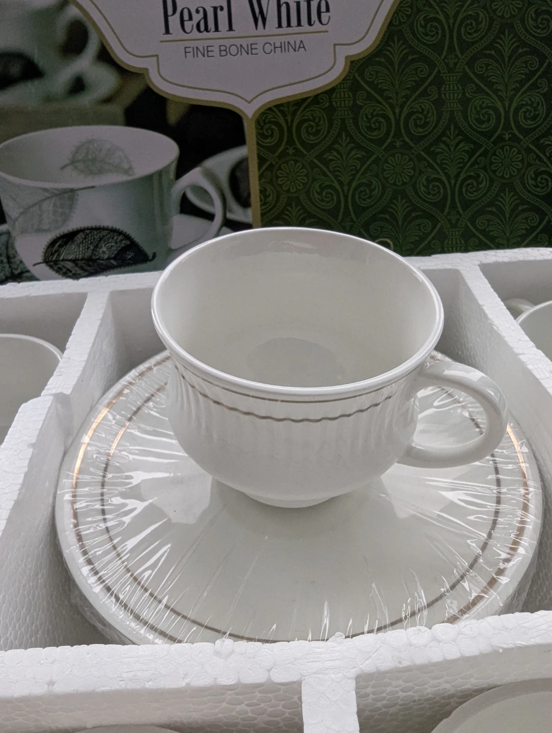 Pearl White Fine Bone China Tea Cup and Saucer Set - photo 4
