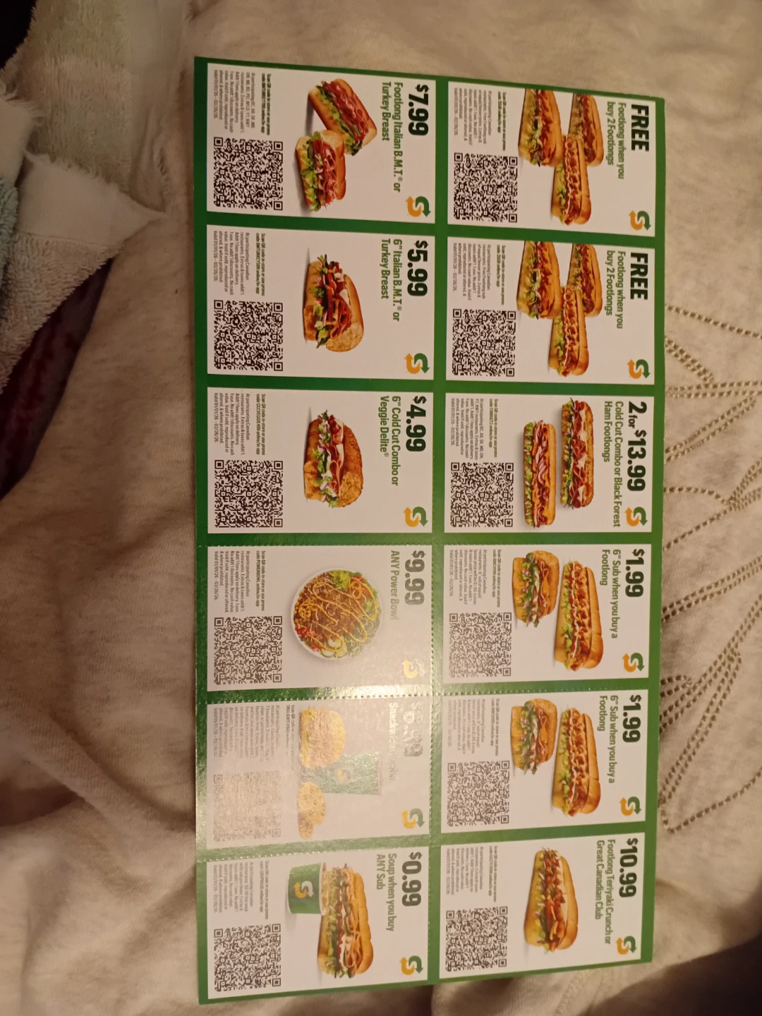 Subway & Wendy's Coupons 2 for $10