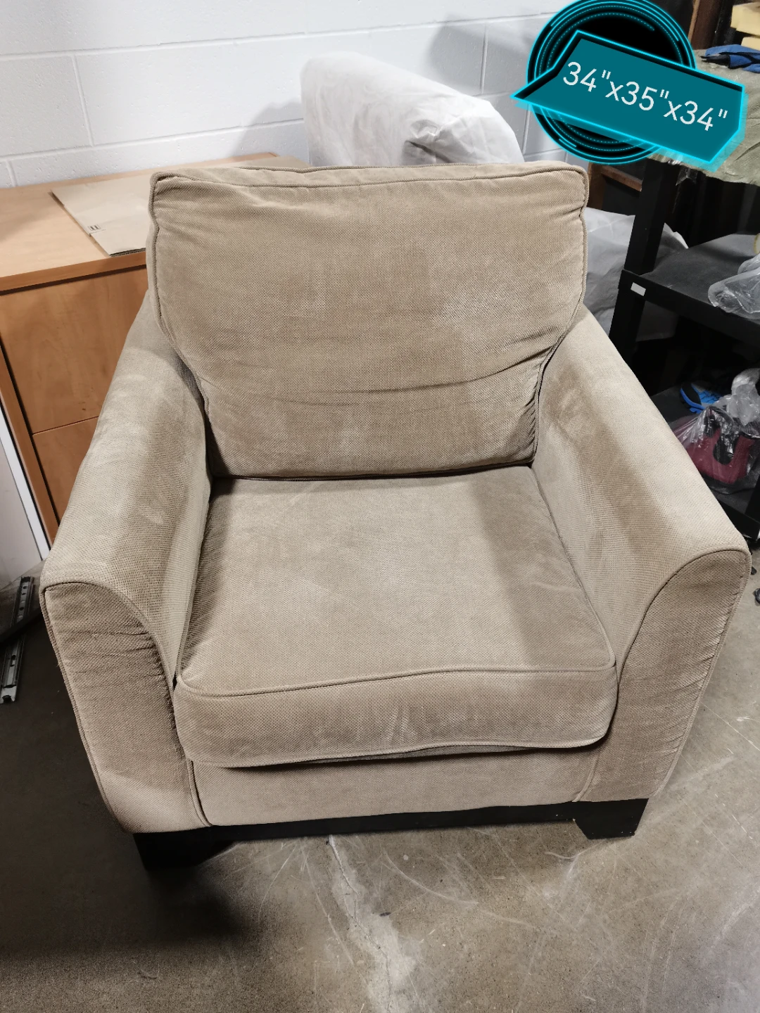 Beige Armchair - 34"x35"x34"