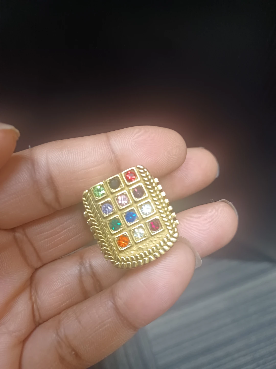 Gold-tone Ring with Multi-colored Stones - photo 2