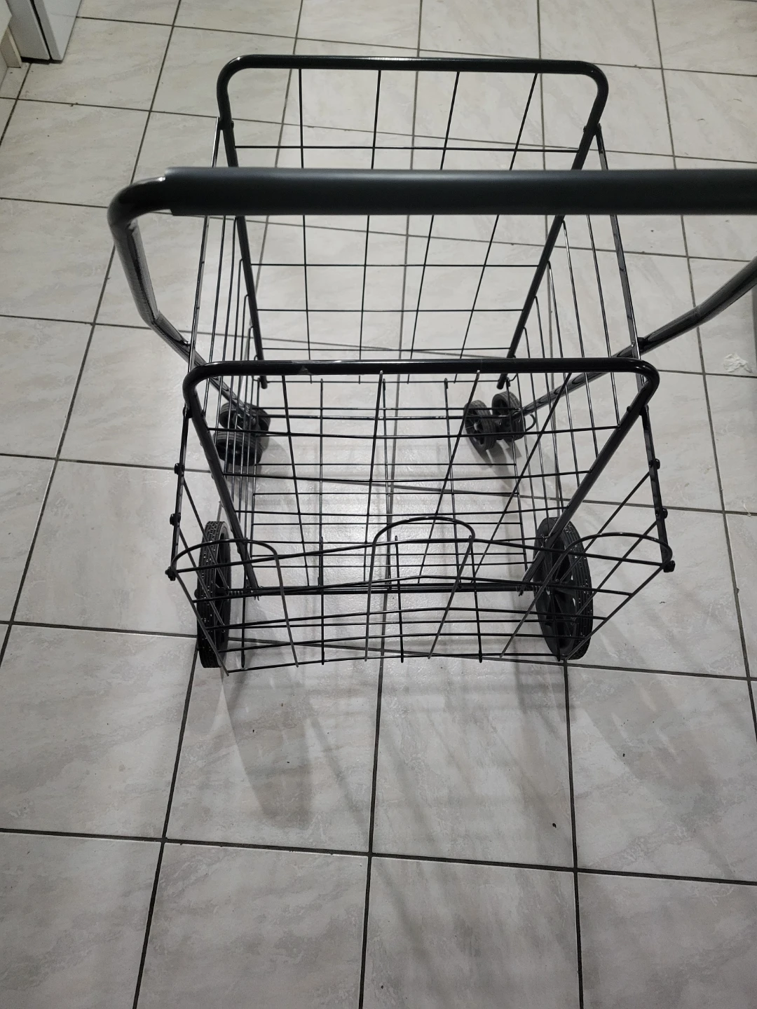 Black Metal Folding Shopping Cart - photo 2