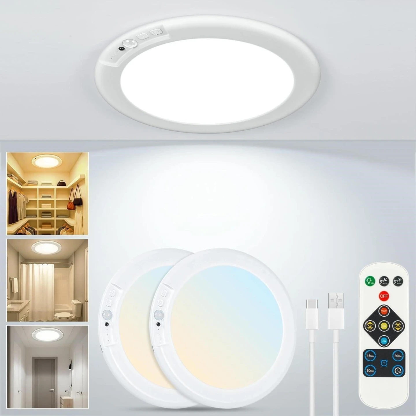 LED Motion Sensor Charging Ceiling Lamp