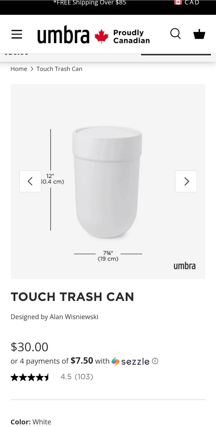 Umbra Touch Trash Can - White 🥕 - photo 2