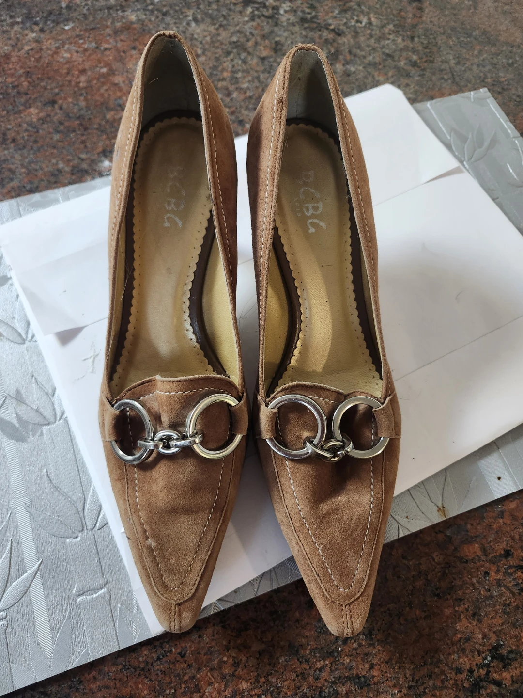 BCBG Brown Suede Heels