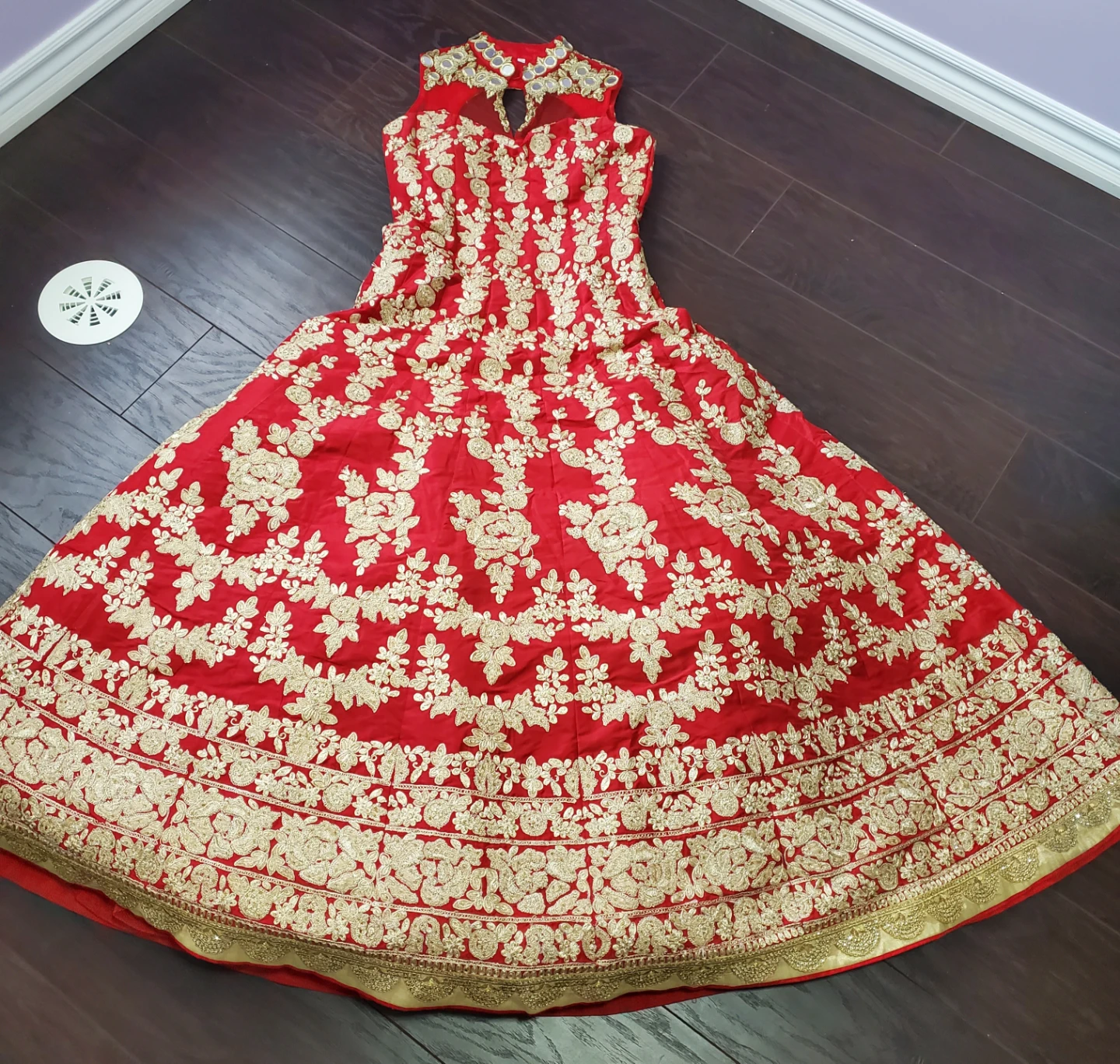 Red & Gold Embroidered Dress