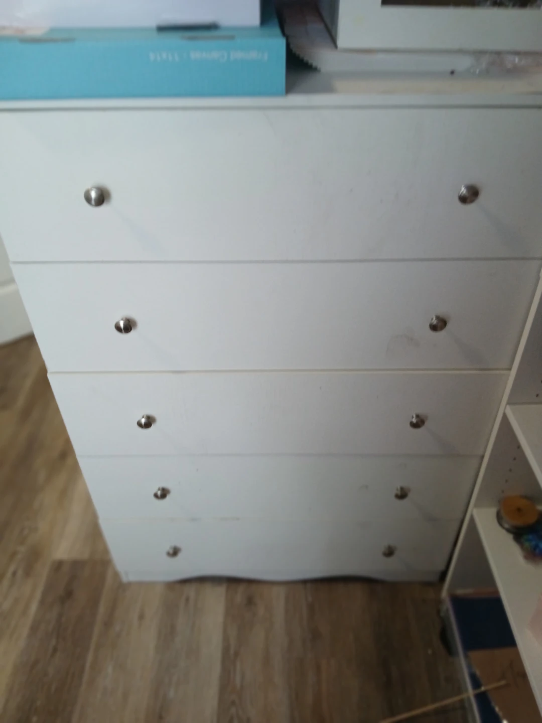 White 5-Drawer Dresser & Shelf
