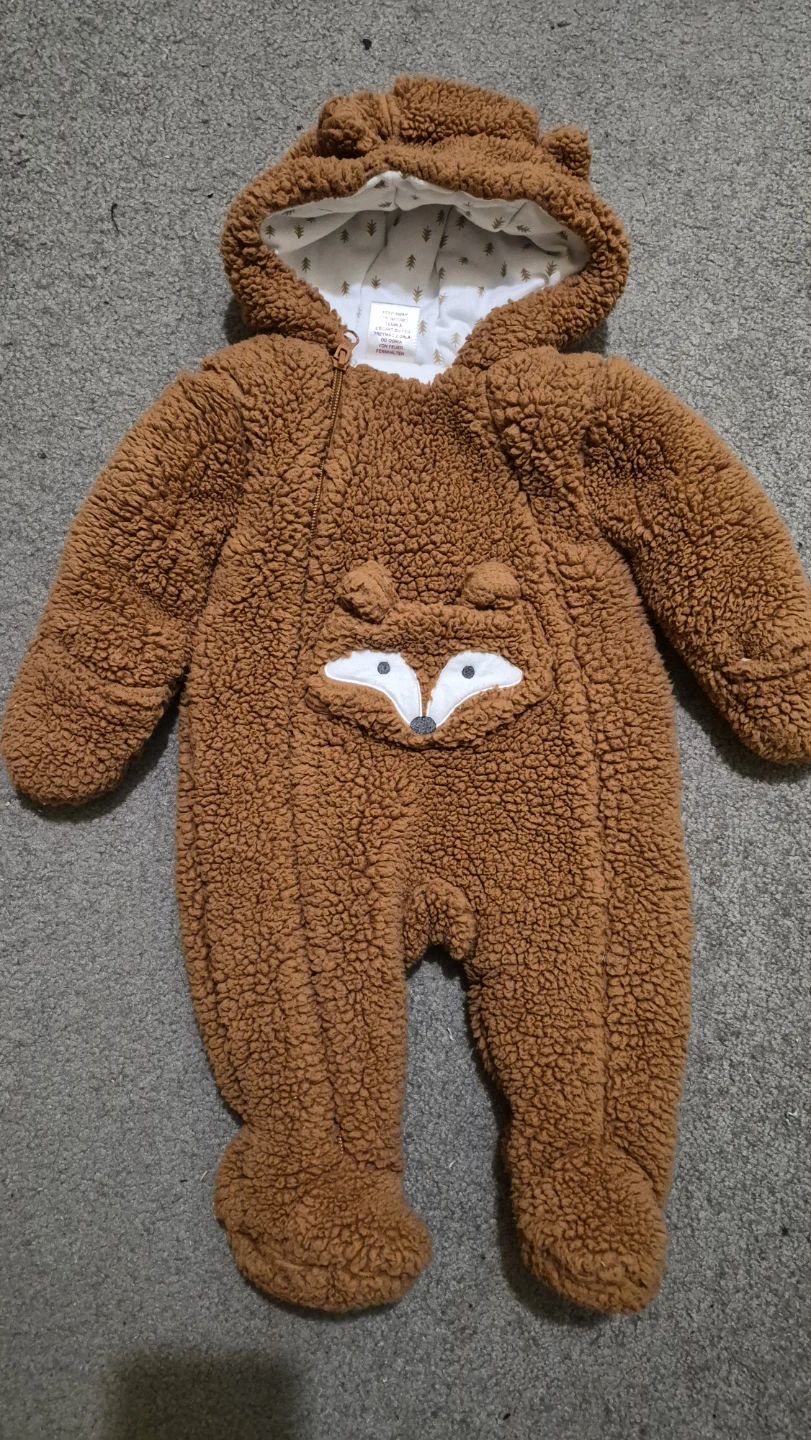 Baby Snowsuit - Brown Fox Design - 3/6M