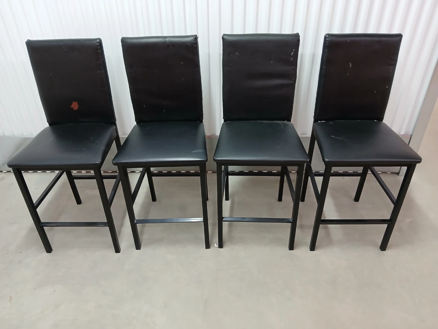 Set of 4 Black Faux Leather Bar Stools