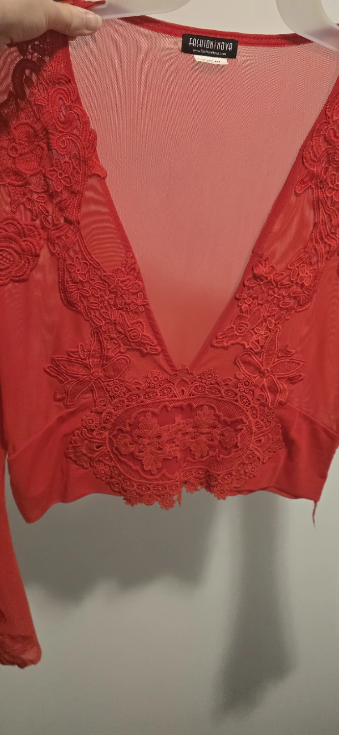 Fashion Nova Red Lace Top