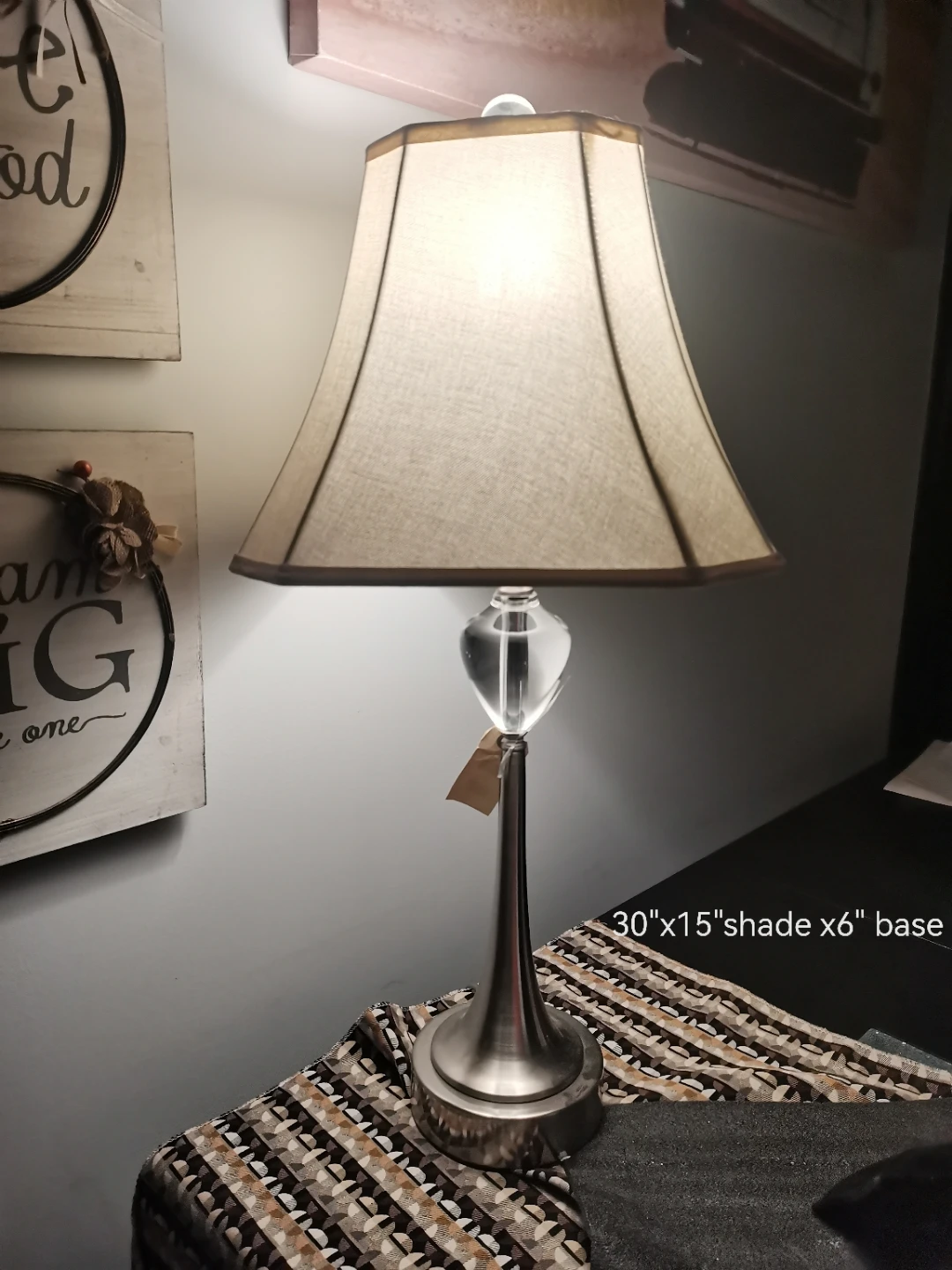 Table Lamp with Crystal Accent and Linen Shade