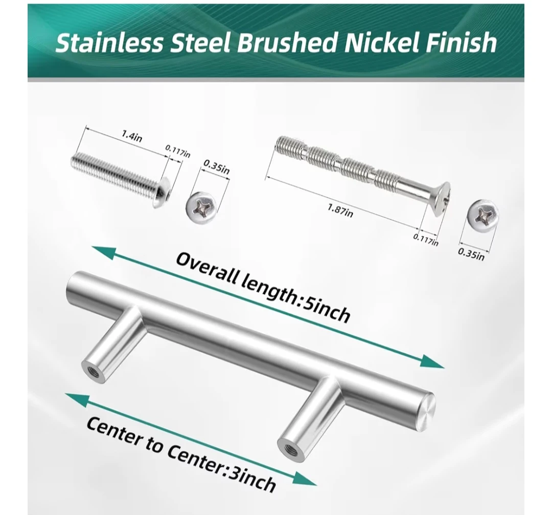 Nisuoien Stainless Steel Cabinet Handles (Set of 5) - photo 2