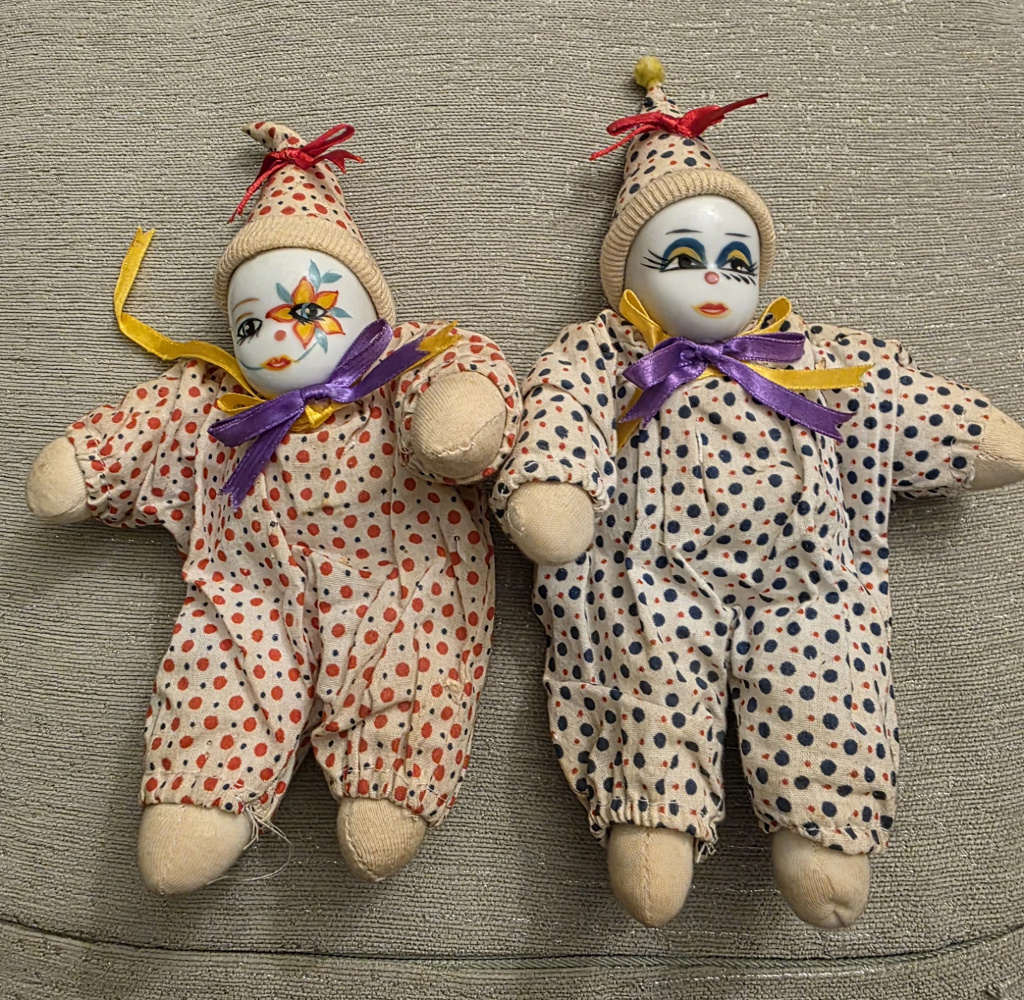 Vintage Clown Dolls porcelain face.