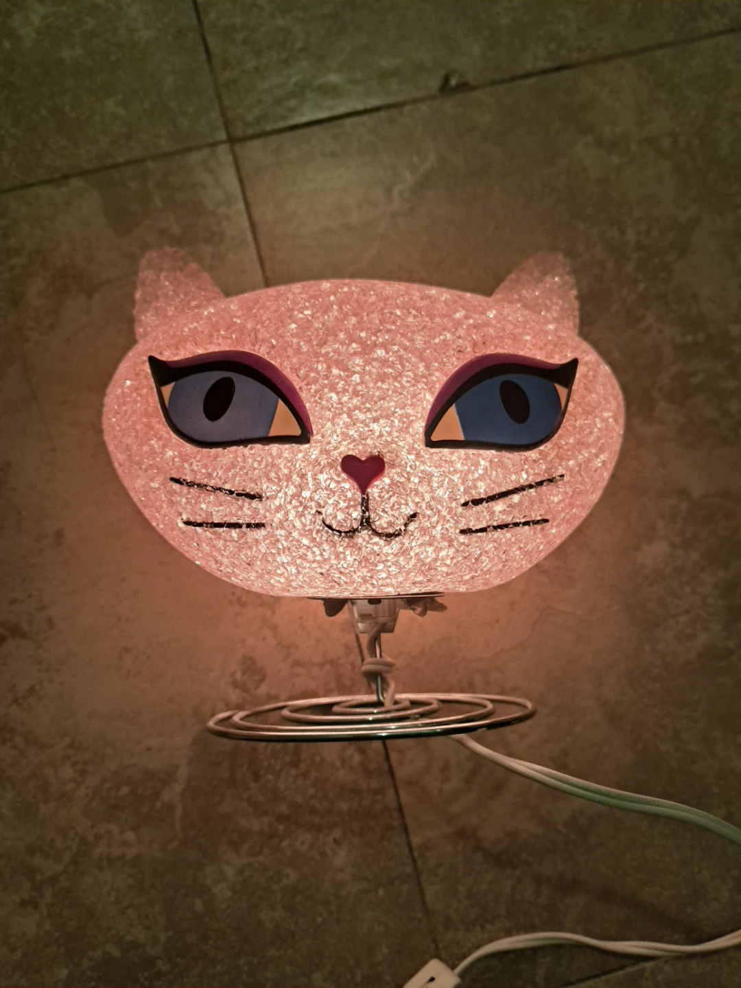 Light Pink Cute Cat Head Table Lamp
