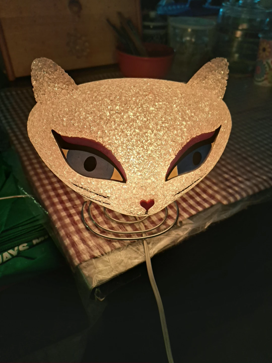 Light Pink Cute Cat Head Table Lamp - photo 2