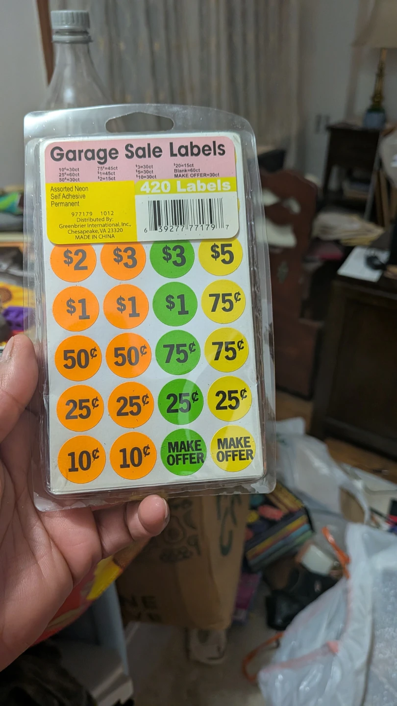 Garage Sale Price Labels - 420 Neon Stickers