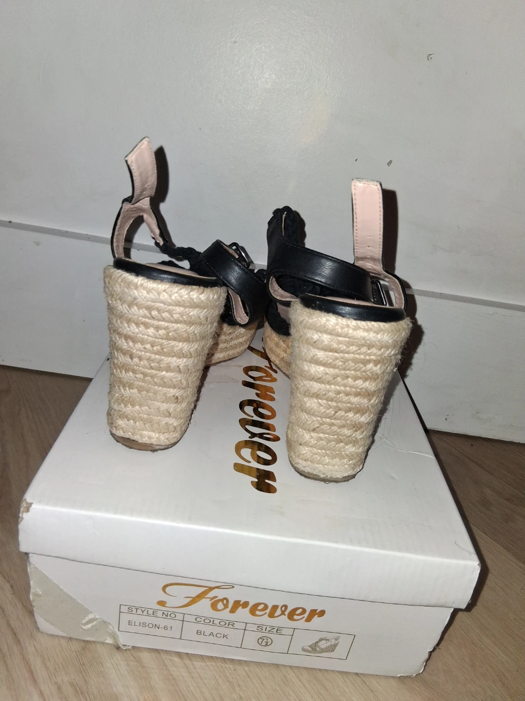 Forever Black Wedge Sandals - Size 7.5 - photo 4