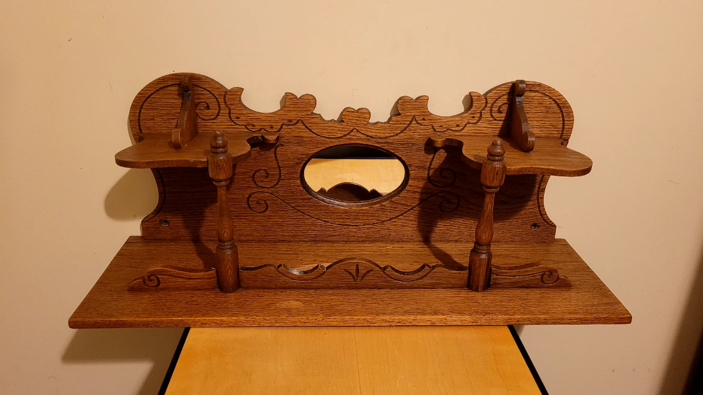 Antique Oak Shelf w/ Mirror