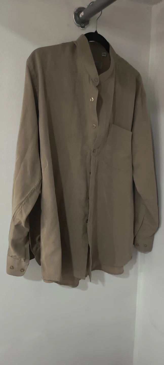 LOPRESTI Louda Group Beige Band Collar Button-Up Shirt - photo 2