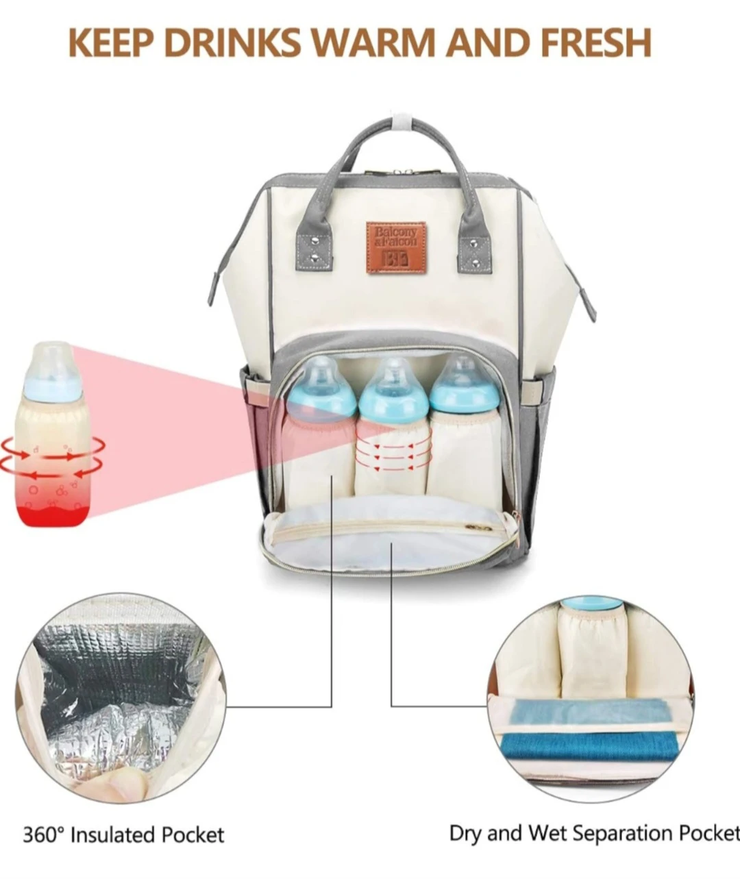BALCONY & FALCON Multi-Functional Diaper Bag Backpack | With... - photo 3